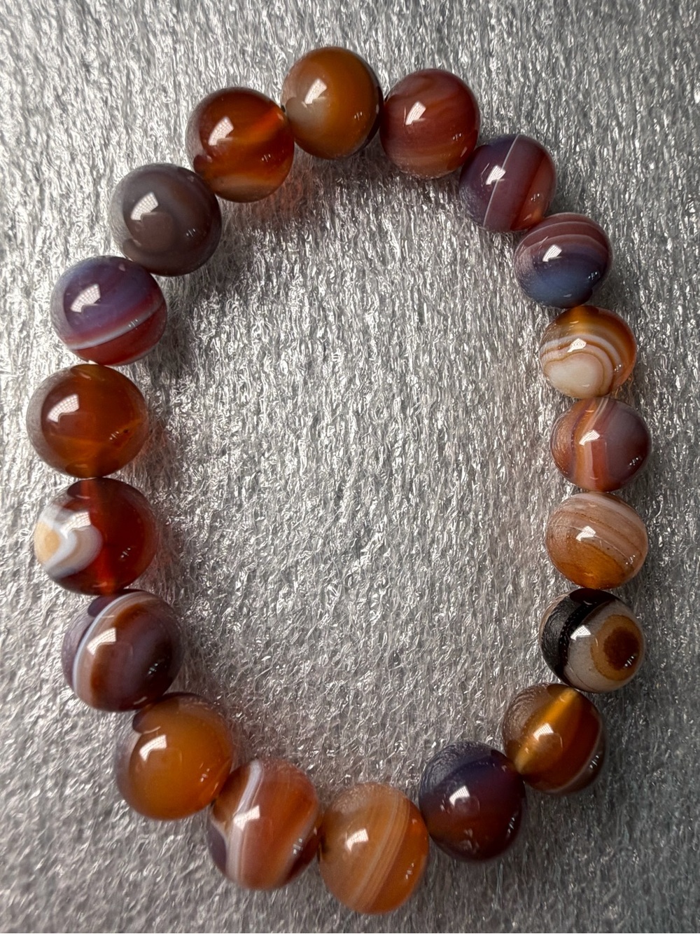 10MM Colorful Banded Agate Natural Crystal Bracelet